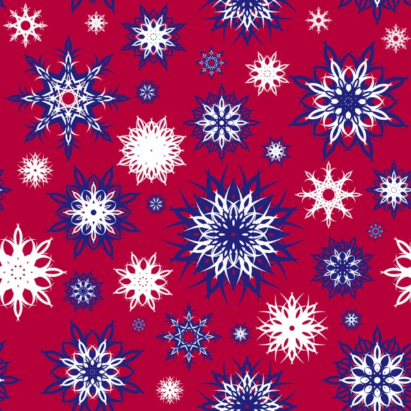 Fondo de copos de nieve inconsútil colorido. Tema navideño. vector illustrati — Vector de stock