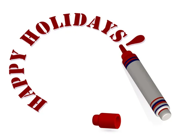 3d marcador desenha um "Feliz feriados" texto isolado no branco backgr —  Vetores de Stock