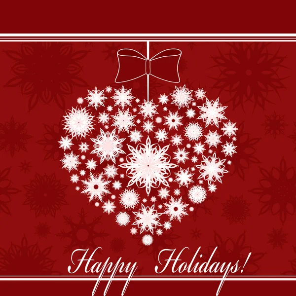 Illustration vectorielle d'un cœur de Noël fait avec des flocons de neige sur — Image vectorielle
