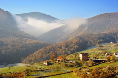 Serbian mountain village clipart