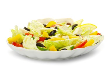 beyaz üzerine salata