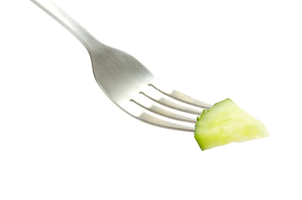 Cucumber on a fork — Stock Photo, Image