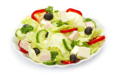 beyaz üzerine salata