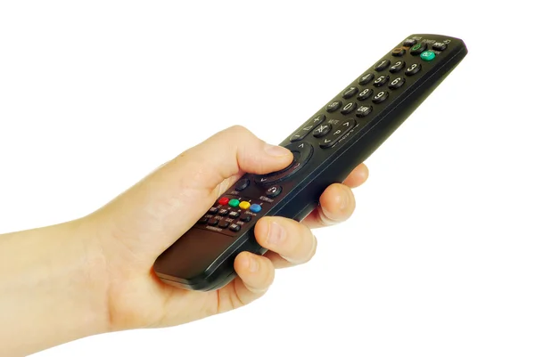 Remote control in hand — Stock Photo, Image