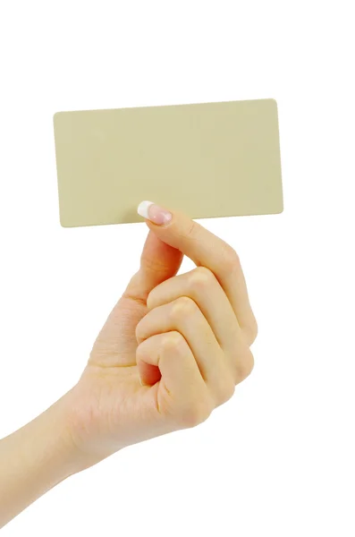 Kártya üres a kezében — Stock Fotó