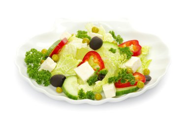 beyaz üzerine salata