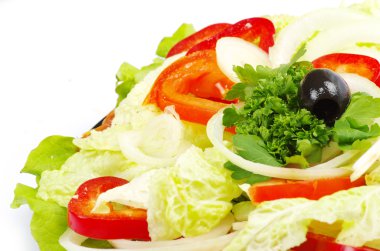 beyaz üzerine salata