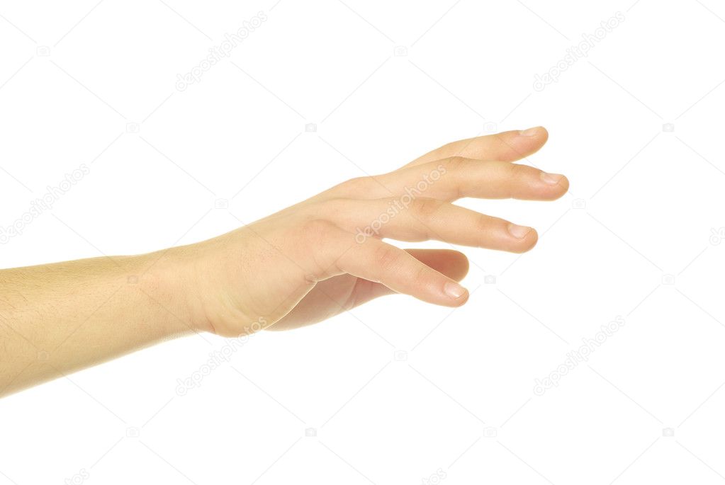 Hand on white