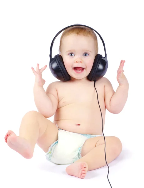 Baby with headphone Stock Picture