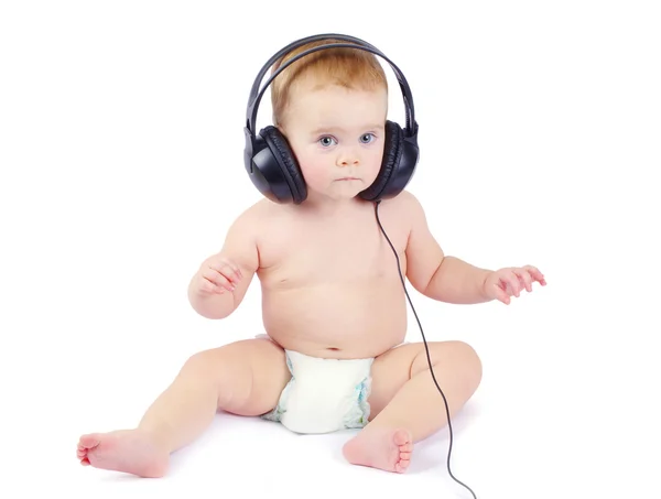 Baby with headphone — Stock Photo, Image