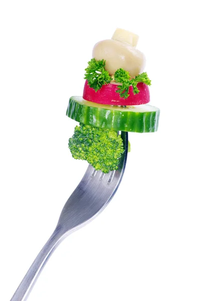 Hortalizas en tenedor —  Fotos de Stock