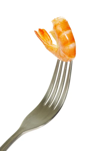 Camarones en tenedor — Foto de Stock