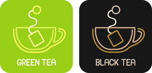 Yeşil çay ve siyah çay — Stok Vektör