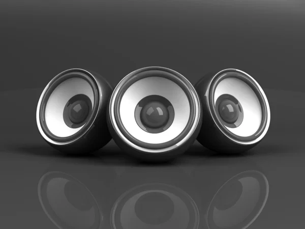 Sistema de audio negro sobre fondo gris — Foto de Stock
