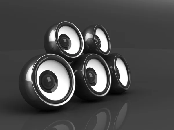 Černý audio systém nad šedá — Stock fotografie