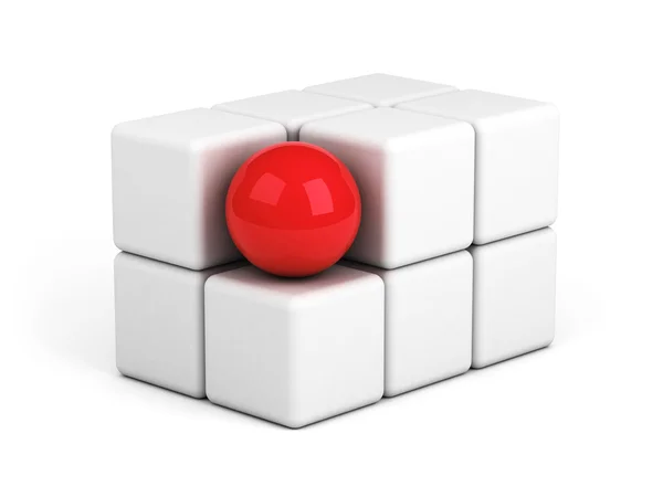 Heldere rode bol uit de menigte-concept — Stockfoto