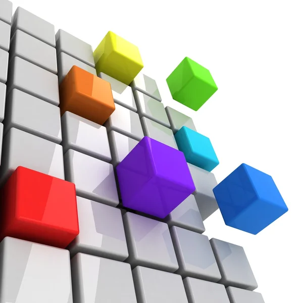 Cubos coloridos recebendo conceito de espectro destacado — Fotografia de Stock