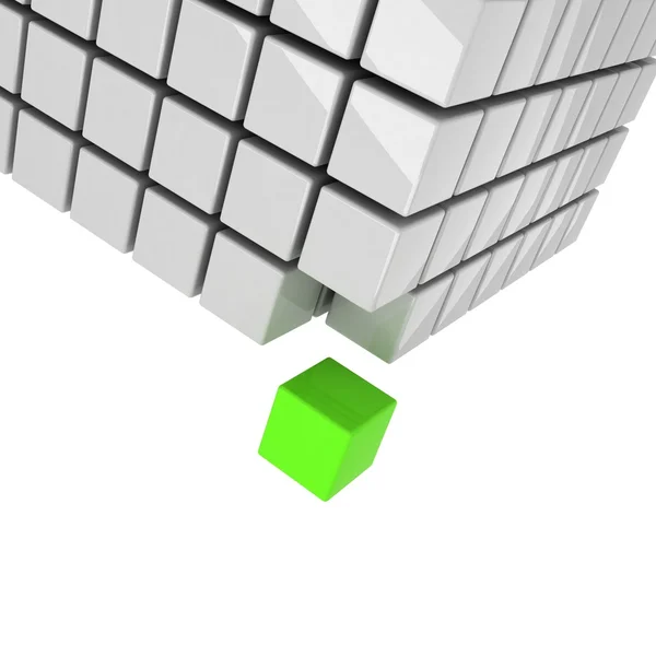 Зелений куб від'єднує концепцію — стокове фото