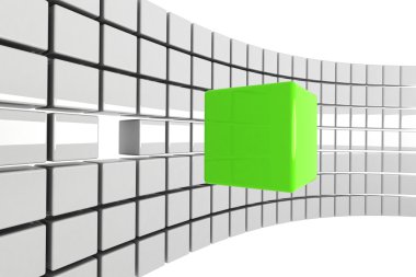 Bright green cube detached concept clipart