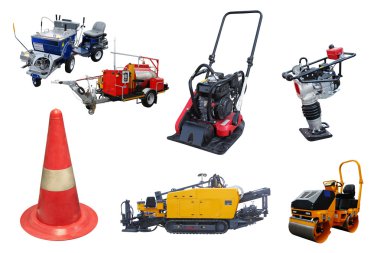 Road construction machines and equipment clipart