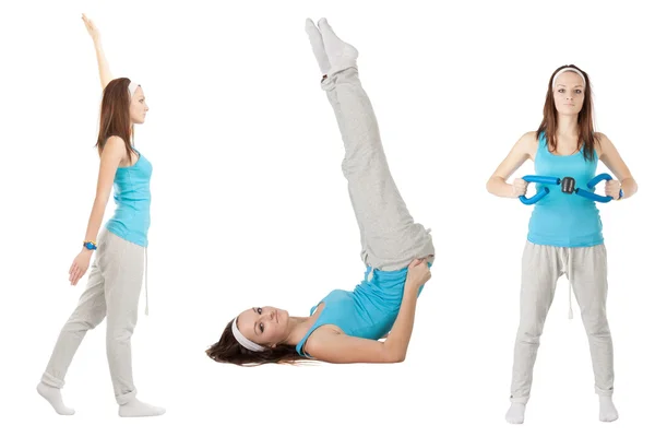 Girl does exercises — Stock Photo, Image