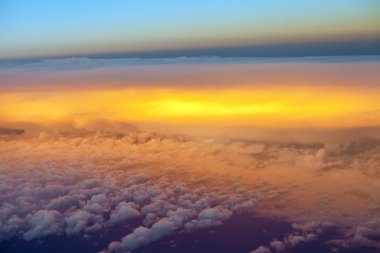 View from airplane window inside the clouds clipart