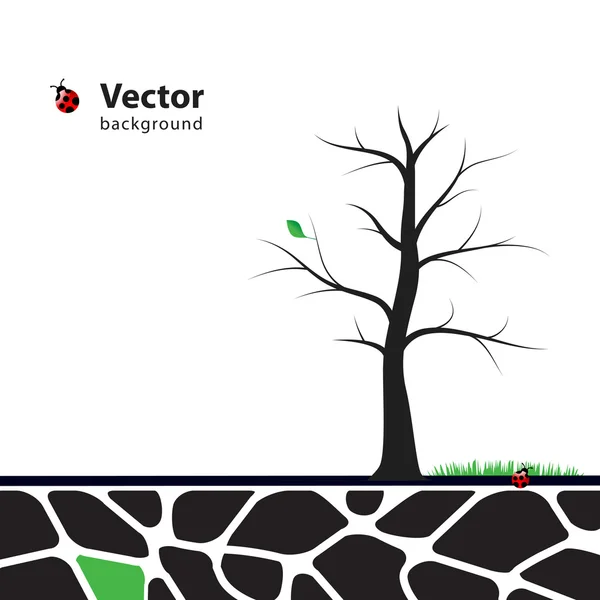 Illustration d'arbre avec feuilles vertes. Symbole nature graphisme — Image vectorielle