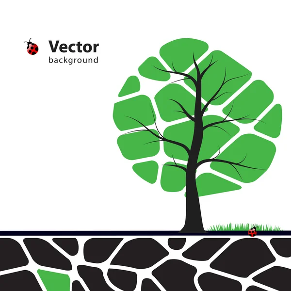 Baum-Illustration mit grünen Blättern. Natur-Symbol Grafik-Design — Stockvektor