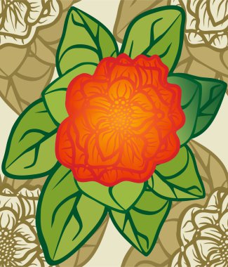 Seamless pattern abstract flower with leaves.