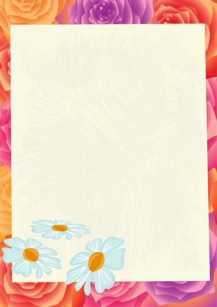 Folha de papel em um fundo de flor . — Fotografia de Stock
