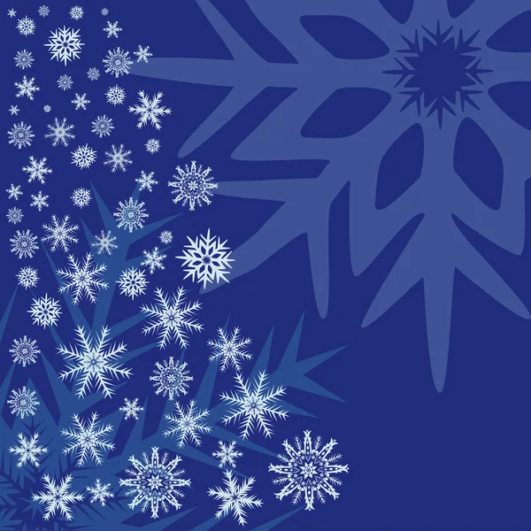 Snöflingor på en blå bakgrund. — Stock vektor