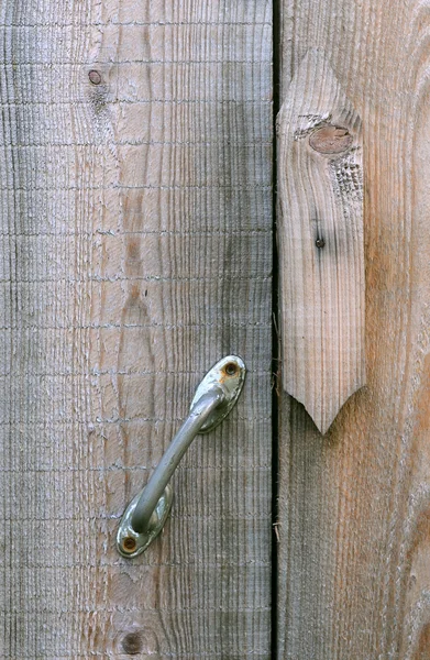 Wooden Latch and Metal Handle — Stock Photo, Image