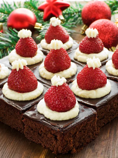 Brownies sombrero de Santa — Foto de Stock