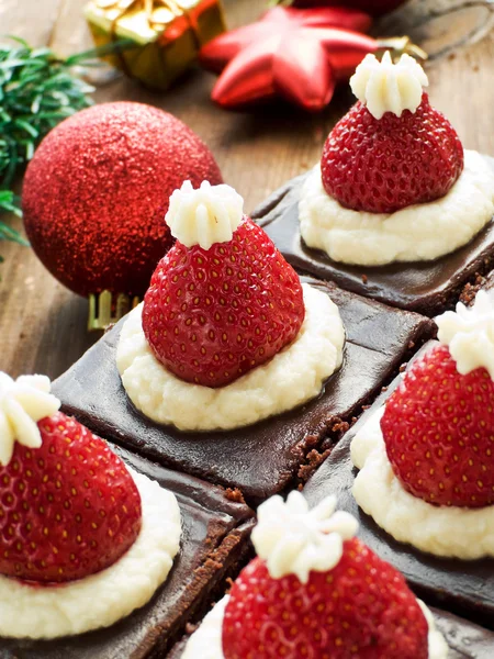 Santa kalap brownies — Stock Fotó