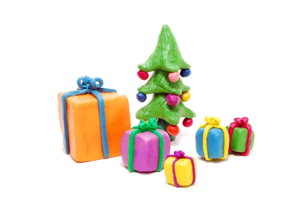礼物和圣诞树 — 图库照片