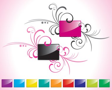 Black and pink glossy rectangles set clipart