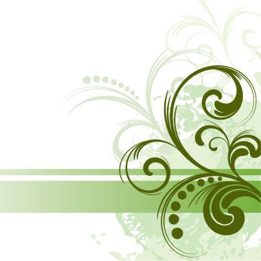 Green background with floral elements clipart