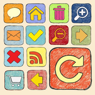 Hand drawn icons collection clipart