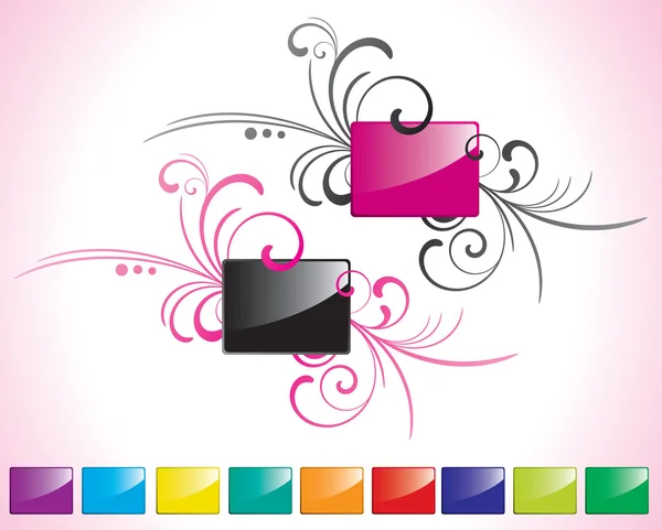 黑色和粉红色的光泽矩形集 — 图库矢量图片