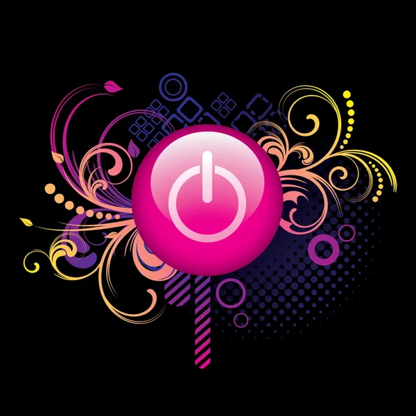 Kleurrijke achtergrond en roze / uit-knop — Stockvector