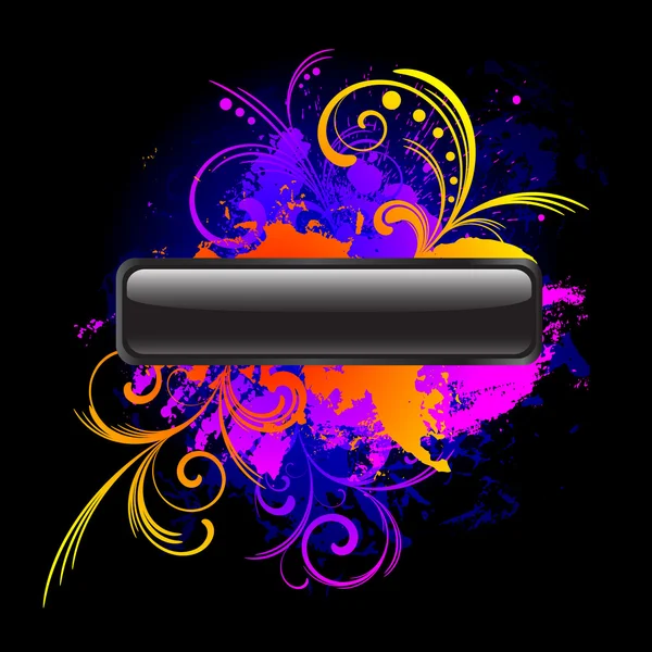 Backgroun coloré et bouton brillant noir — Image vectorielle