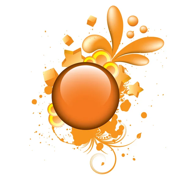 Farbenfroher Grunge Orange Knopf — Stockvektor