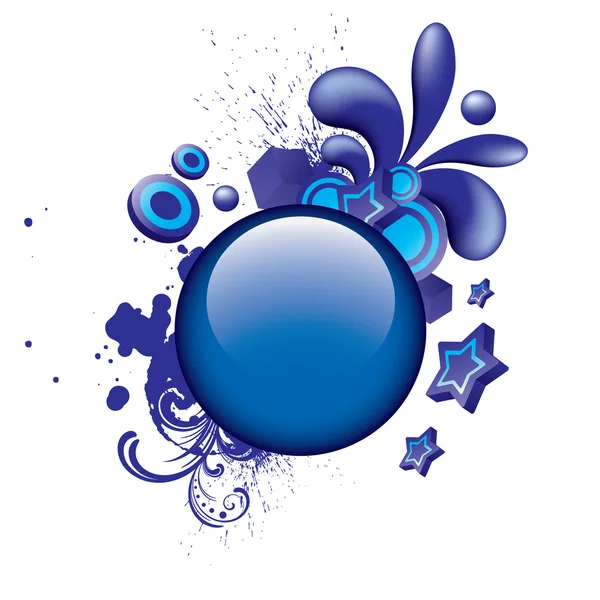 カラフルなグランジ青いボタン — ストックベクタ