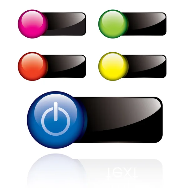 Glossy power buttons set — Stock Vector