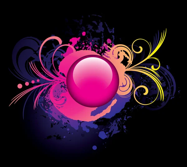 Grunge fond avec bouton rose — Image vectorielle