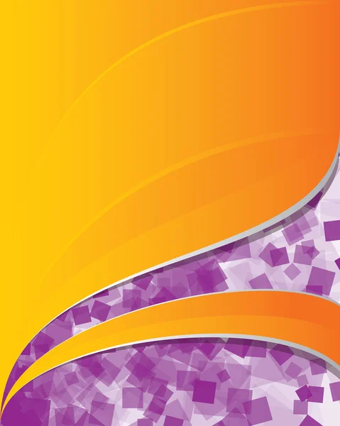 Fond orange avec carrés transparents violets — Image vectorielle