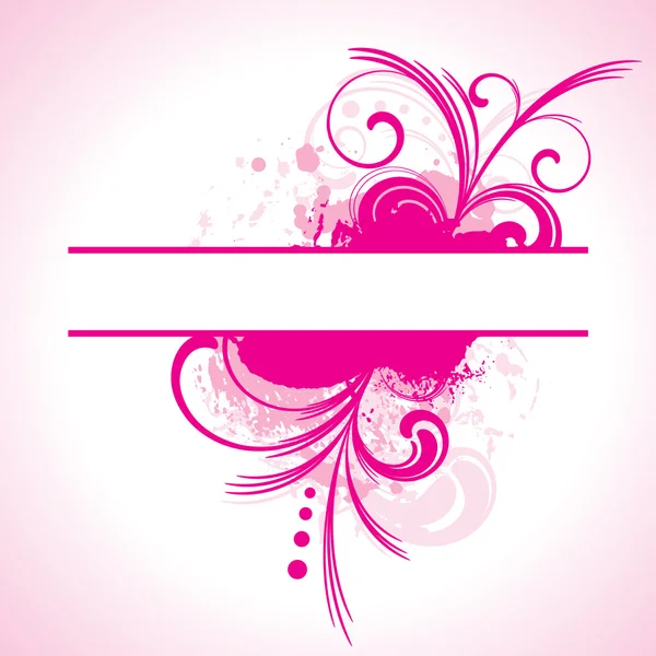 ピンクの花とグランジ フレーム — ストックベクタ