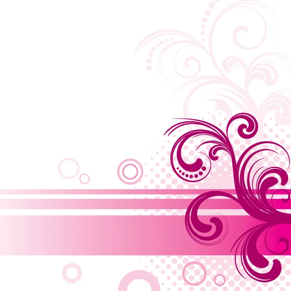 花の要素とピンクの背景 — ストックベクタ