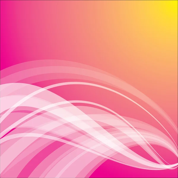 絹のような波とピンクと黄色の背景 — ストックベクタ