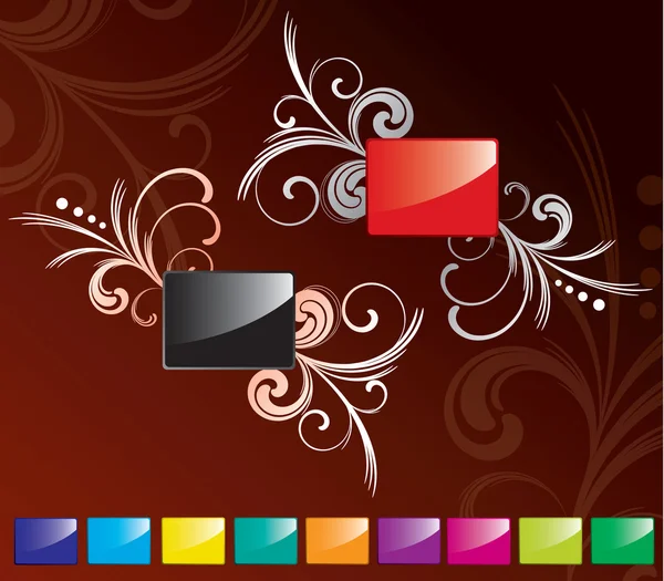 빨간색과 검은색 광택 사각형 세트 — 스톡 벡터